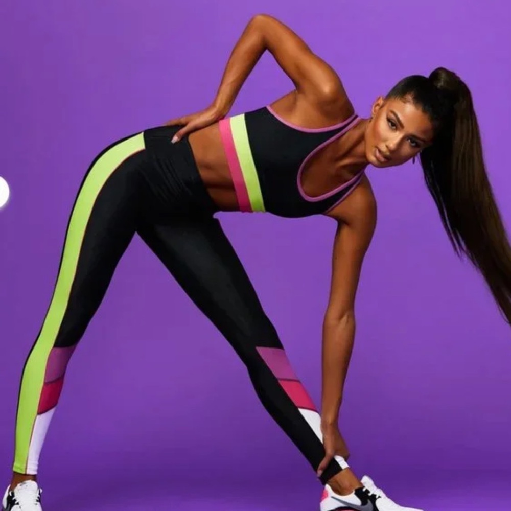 Beach Riot Bailey Colorblock Matching Sports Bra Leggings Workout Set XS